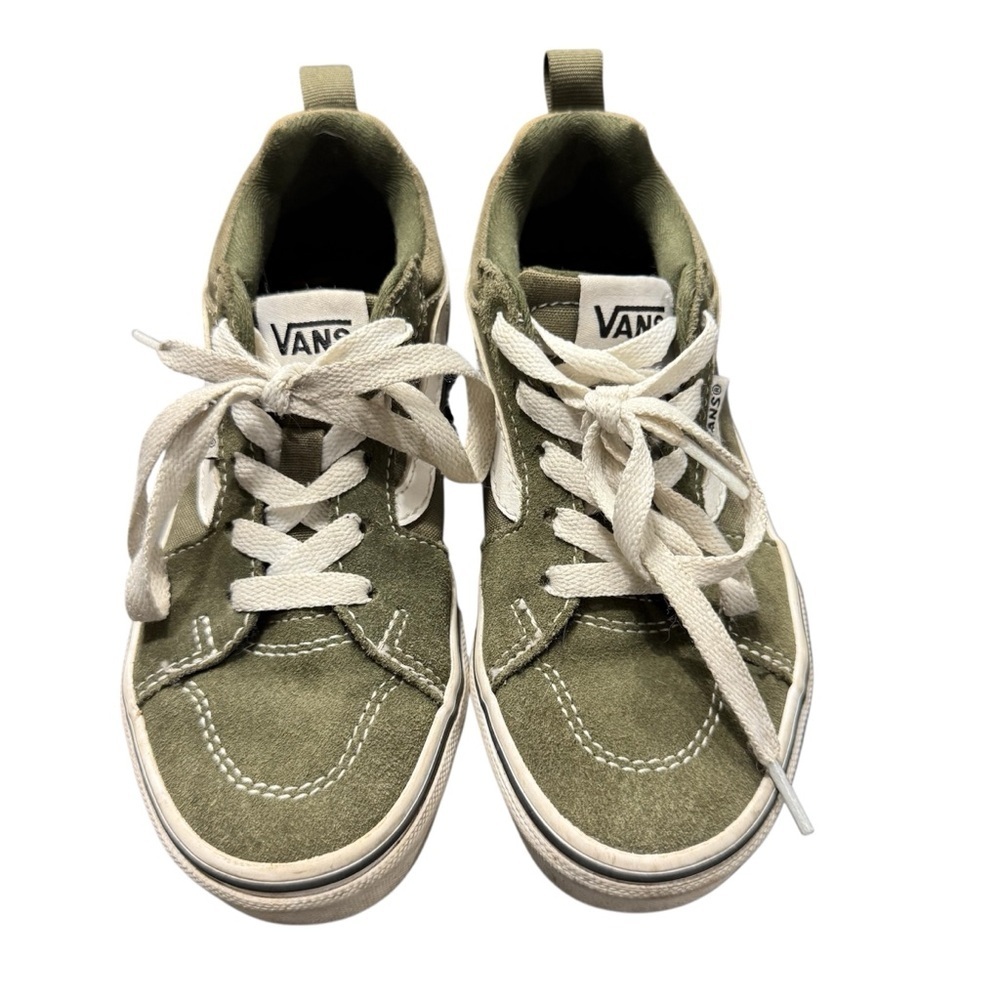Vans Kids Olive Green Suede High-Top Sneakers with White Accents size 13